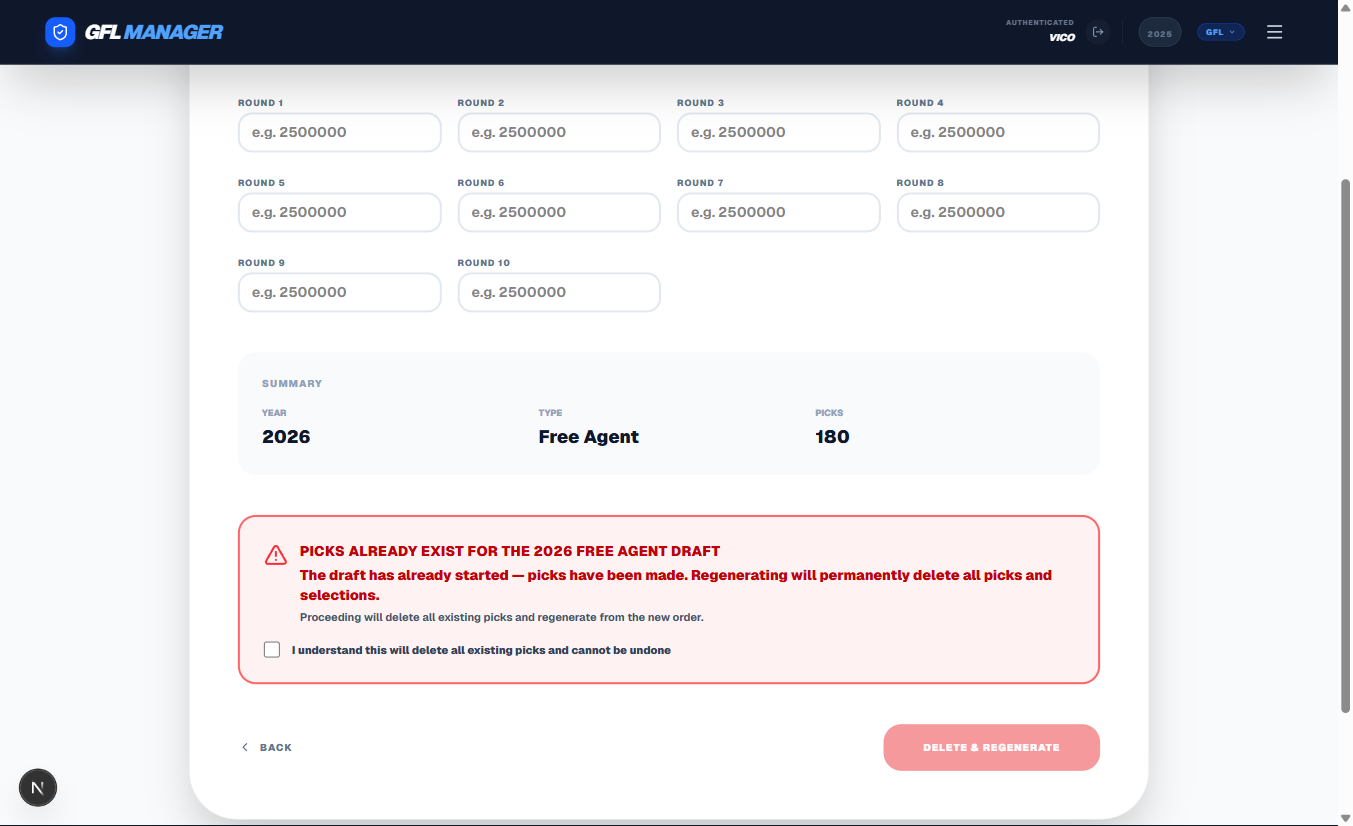Draft Setup — Conflict Warning