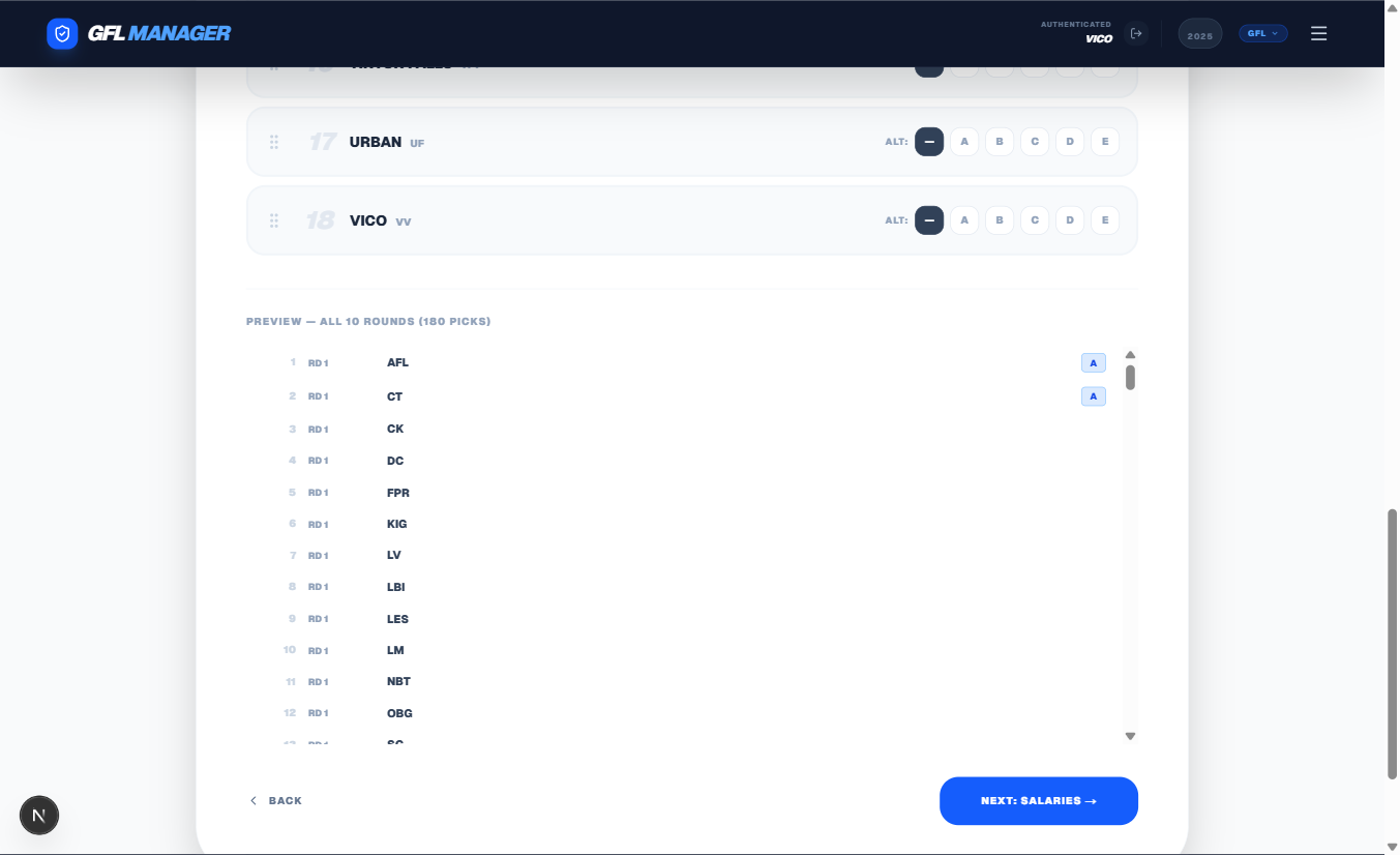 Draft Setup — Preview All Rounds